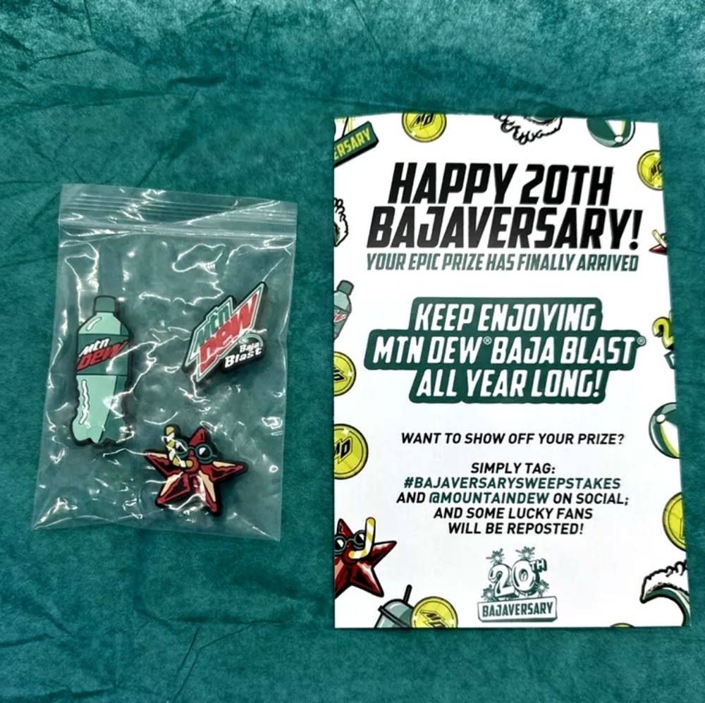 MTN DEW Baja Blast 20th Bajaversary Promo 3- Limited Edition Shoe Charms